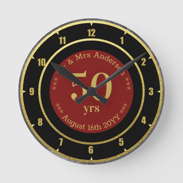 Wedding Anniversary / Retirement Custom Branded  Round Clock (Front)