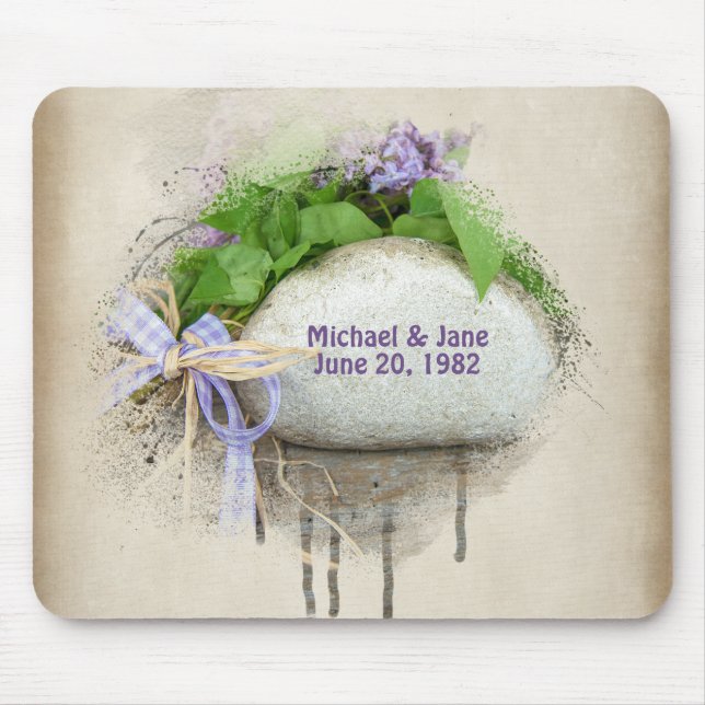 wedding anniversary rock and lilacs mouse pad (Front)