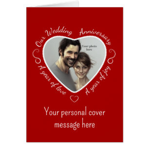 Wedding Anniversary Romantic Custom Photo & Text Cards