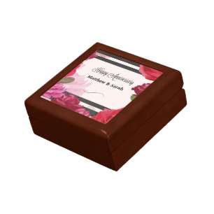 Wedding Anniversary Roses, Stripes, Custom Names Gift Box