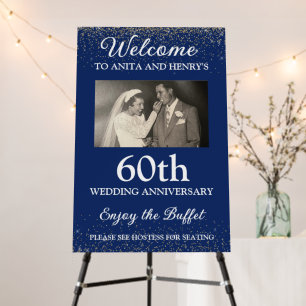Wedding Anniversary Royal Blue and Gold Foam Board