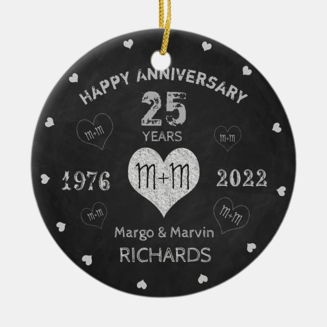 Wedding Anniversary Rustic Vintage Ceramic Ornament (Front)