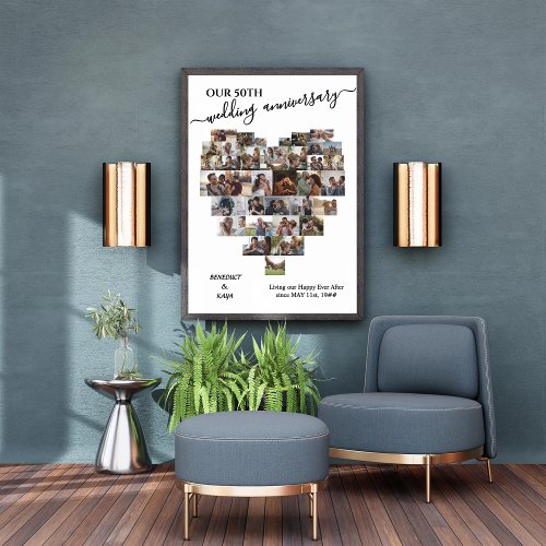 Wedding Anniversary Script Heart 37 Photo Collage 