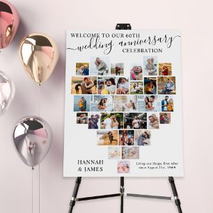 Wedding Anniversary Script Heart Photo Collage Foam Board