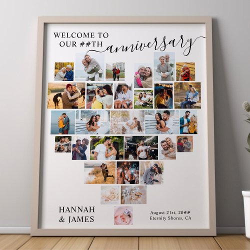 Wedding Anniversary Script Heart Photo Collage