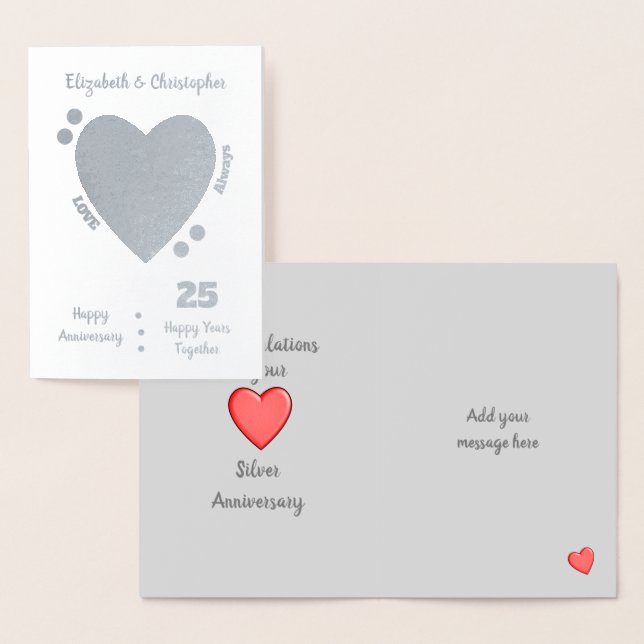 Wedding Anniversary Silver 25th 25 years Foil Card (Display)