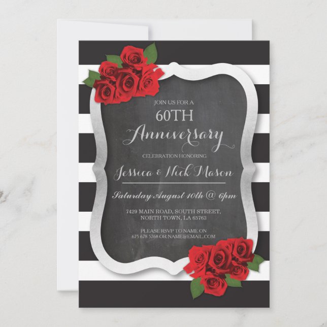 Wedding Anniversary Silver Diamond 60th 25 Invite (Front)