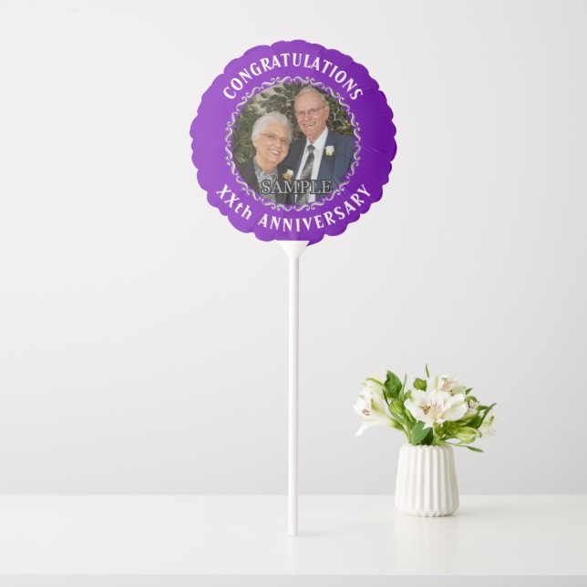 Wedding Anniversary Silver Scroll and photo purple Balloon (In SItu)