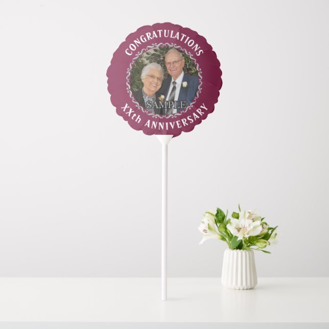 Wedding Anniversary Silver Scroll - photo burgundy Balloon (In SItu)