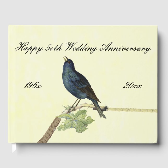 Wedding Anniversary Singing Black Bird Caterpillar Guest Book (Front)
