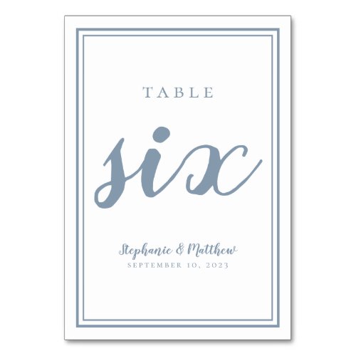 Wedding Anniversary Six Modern Dusty Blue Guest Table Number