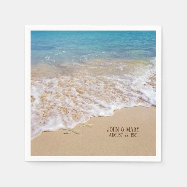 Wedding Anniversary starfish Napkins (Front)