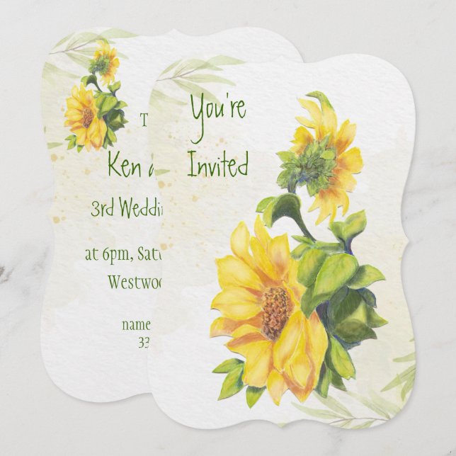 Wedding Anniversary Sunflowers Garden Flower Invitation (Front/Back)