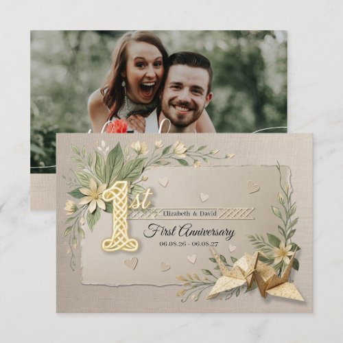 Wedding Anniversary Thank you Photo Couple Cranes Card