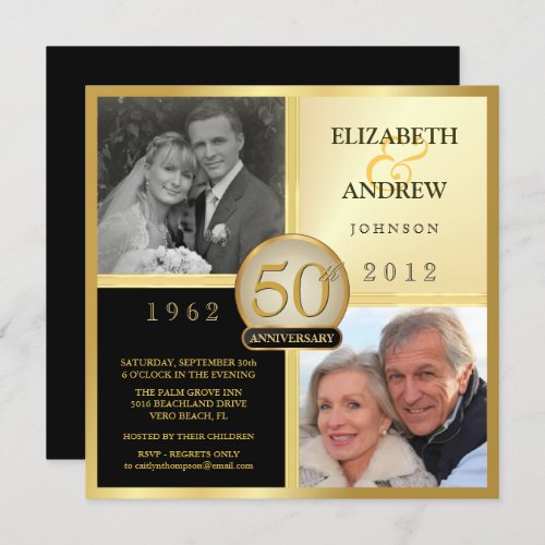 Wedding Anniversary Then  Now Photo Invitations