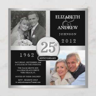 Wedding Anniversary - Then & Now Photo Invitations