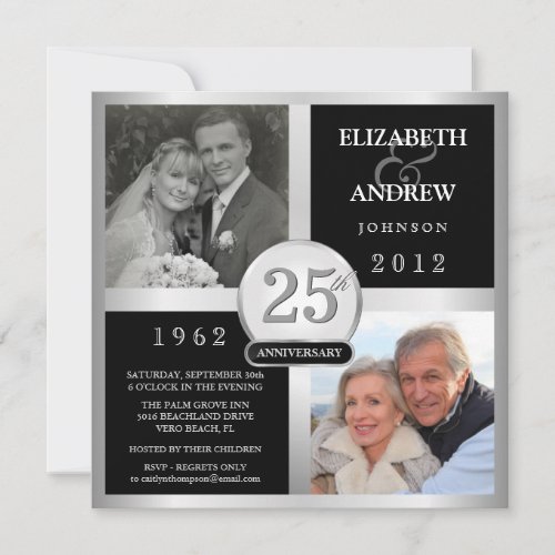 Wedding Anniversary - Then &amp; Now Photo Invitations