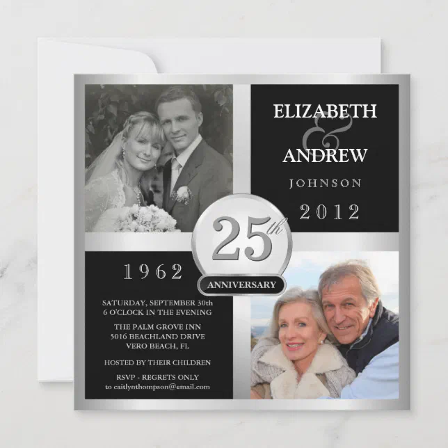 Wedding Anniversary - Then & Now Photo Invitations | Zazzle