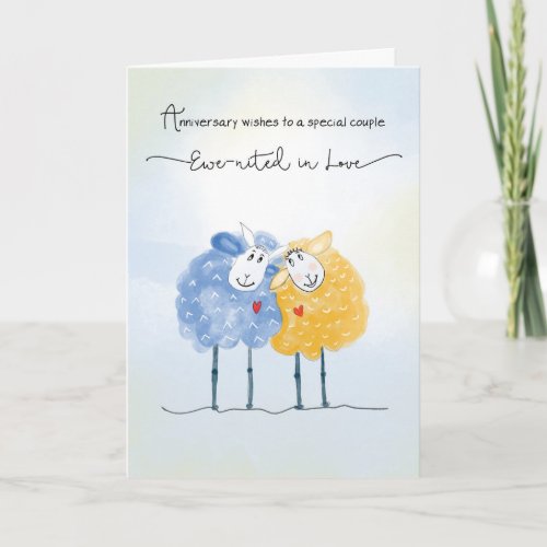 Wedding Anniversary Two Cute Hand Drawn Sheep