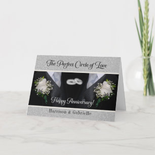 Wedding Anniversary Two Grooms Tuxes Card