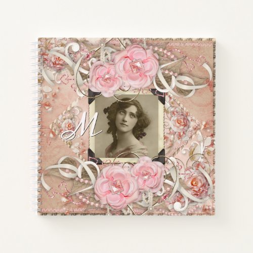 Wedding Anniversary Victorian Bride Roses Pearls Notebook