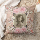 Wedding Anniversary Victorian Bride Roses Pearls Throw Pillow (Blanket)