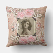 Wedding Anniversary Victorian Bride Roses Pearls Throw Pillow (Back)