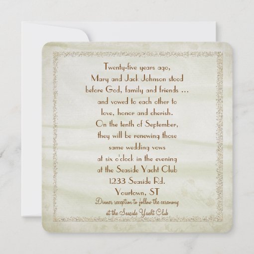 Wedding Anniversary Vow Renewal Invitation | Zazzle