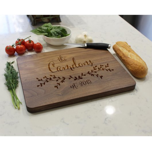 Wedding Anniversary Walnut Cutting Board (Front)
