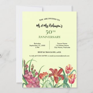 Wedding Anniversary Watercolor Gladioli Lily Tulip