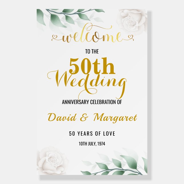 Wedding Anniversary Welcome Board, Foam Board (Front)