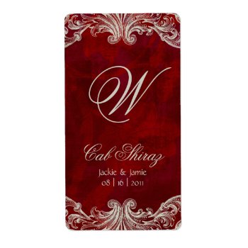 Wedding Anniversary Wine Label Antique Roses Red by WeddingShop88 at Zazzle