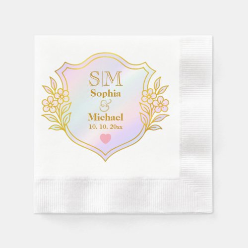 Wedding Anniversary with Gold Initials Monogram Napkins