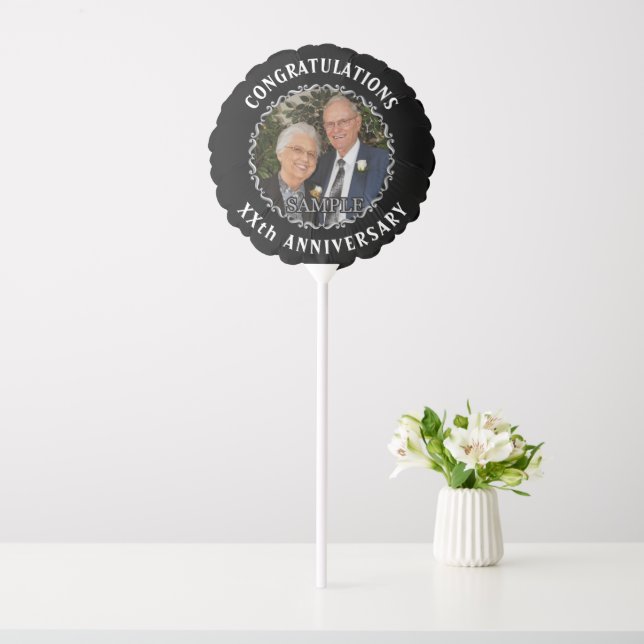 Wedding Anniversary with Silver Scroll and photo Balloon (In SItu)
