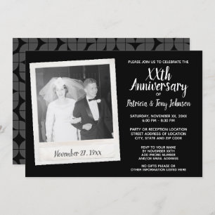 Wedding Anniversary with Vintage Photo - black Invitation