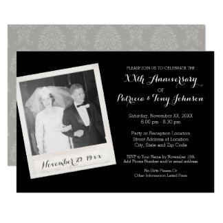 Wedding Anniversary with Vintage Photo Frame Invitation