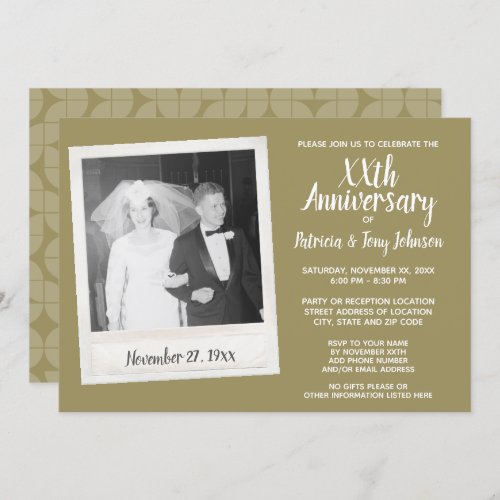 Wedding Anniversary with Vintage Photo _ gold Invitation