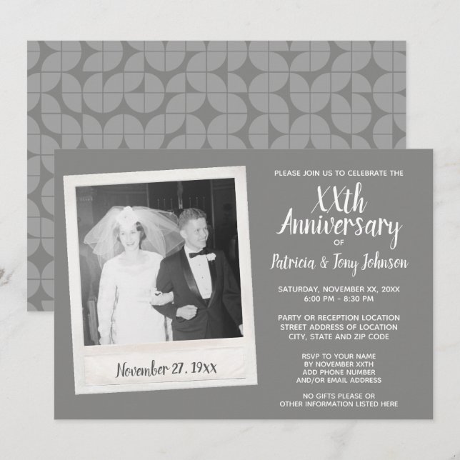 Wedding Anniversary with Vintage Photo Invitation (Front/Back)