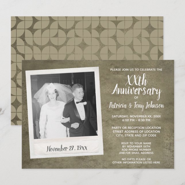 Wedding Anniversary with Vintage Photo - parchment Invitation (Front/Back)