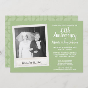 Wedding Anniversary with Vintage Photo - sage Invitation