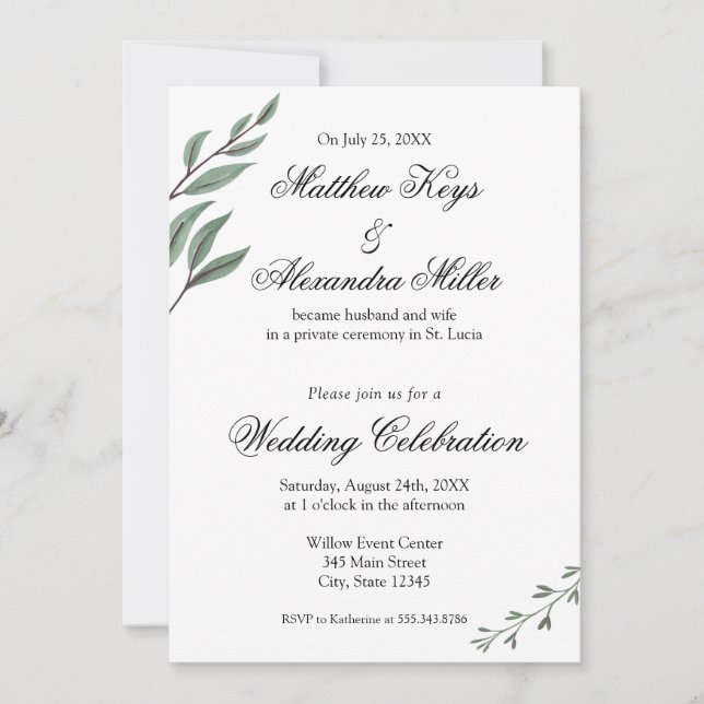 Wedding Announcement and Reception Invitation (Front)
