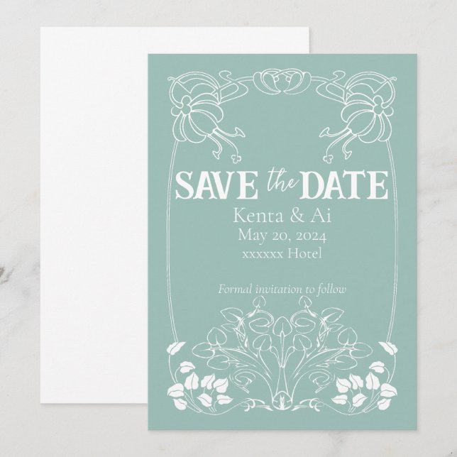 Wedding Announcement,  Art Nouveau Invitation (Front/Back)