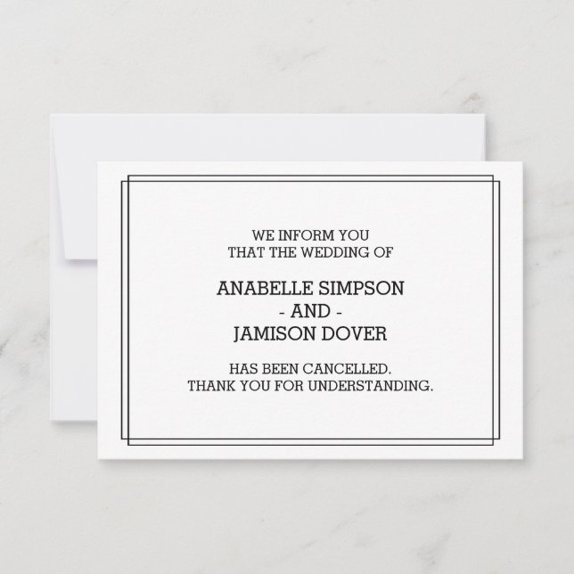 Wedding Announcement Cancellation Cards (Front)