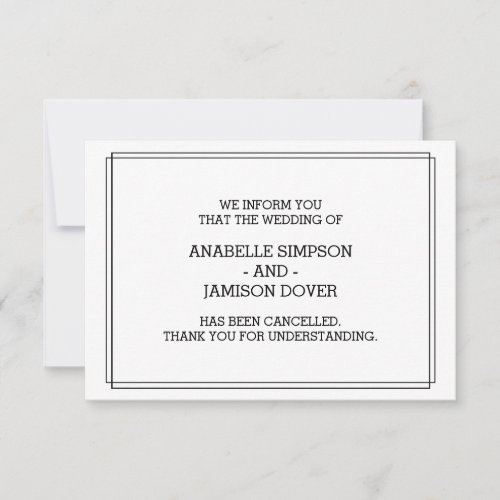 Wedding Announcement Cancellation Cards