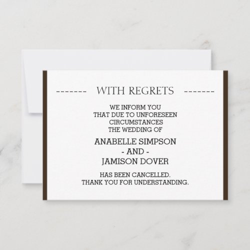 Wedding Announcement Cancellation Cards