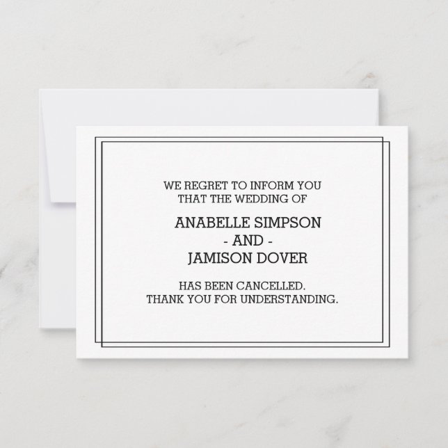 Wedding Announcement Cancellation Cards (Front)