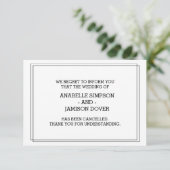Wedding Announcement Cancellation Cards (Standing Front)