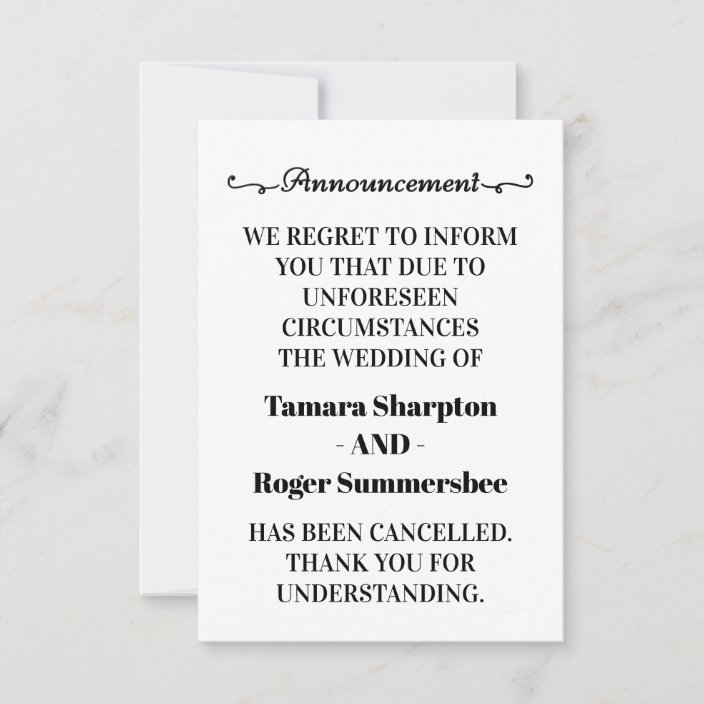 Wedding Announcement Cancellation Cards Zazzle Com