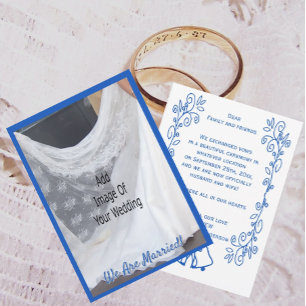 Wedding Announcement Card Blue Sapphire Bells