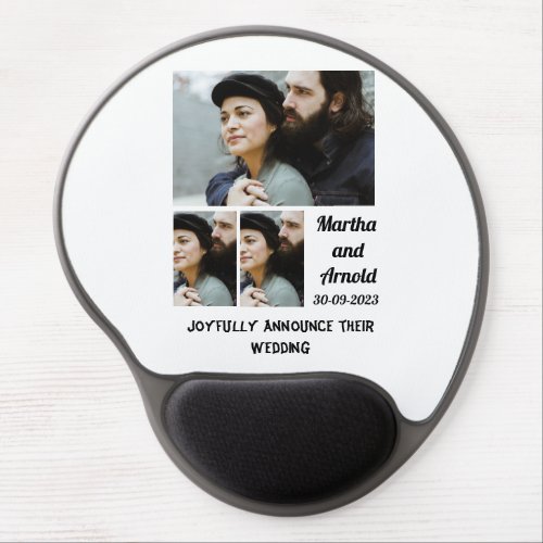 Wedding Announcement custom 3 Photo Collage Gel Mouse Pad